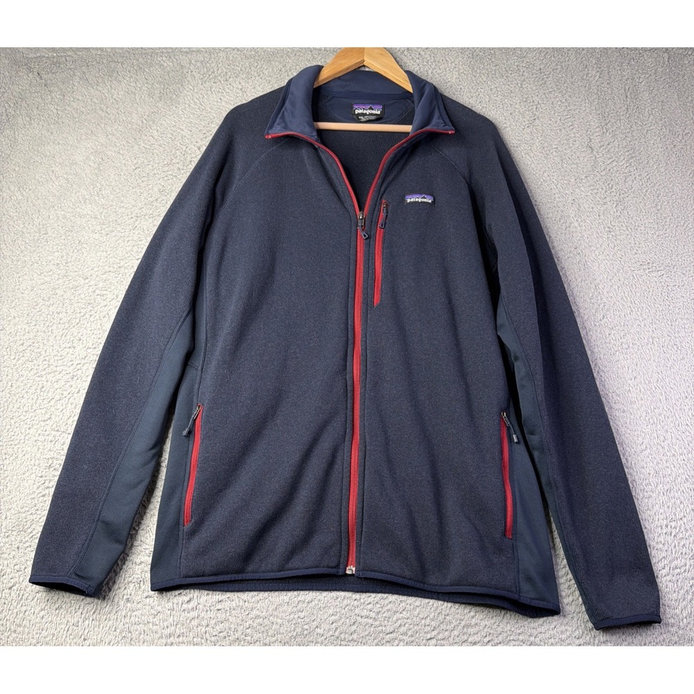 Patagonia Sweater Mens XXLarge Better Sweater Blue Full Zip Red Zip Fleece Logo
